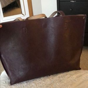 Reversible tote faux leather bag with magnet close